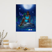 Fantasy Art Poster Maneschijn Vogel Meisje (Keuken)