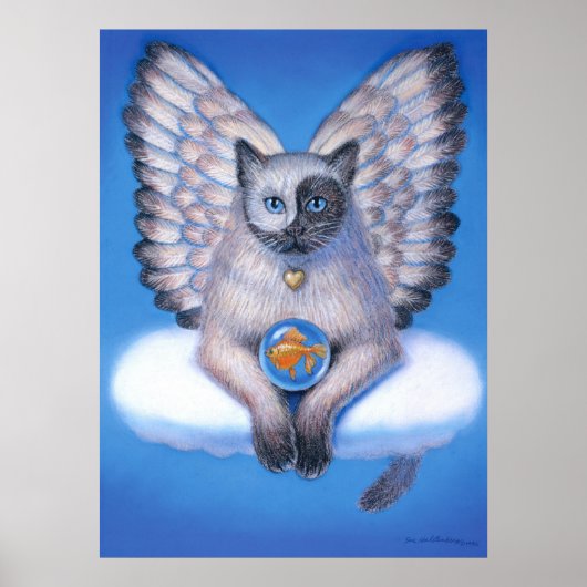 Fantasy Art Poster Yin Yang Cat Zen Buddha Angel (Voorkant)