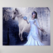 Fantasy Art Princess Poster White Stallion Forest (Voorkant)