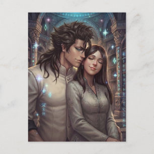 Fantasy Art Print - Intieme omhelzing in oude ruïn Briefkaart