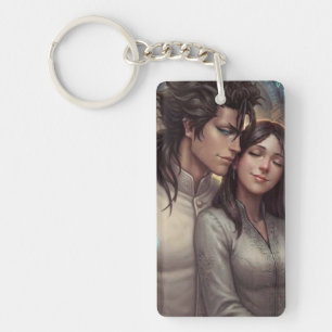 Fantasy Art Print - Intieme omhelzing in oude ruïn Sleutelhanger