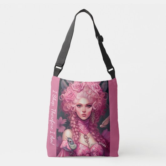 Fantasy Art Rococo Portret Roze Dame Canvas tas (Voorkant)