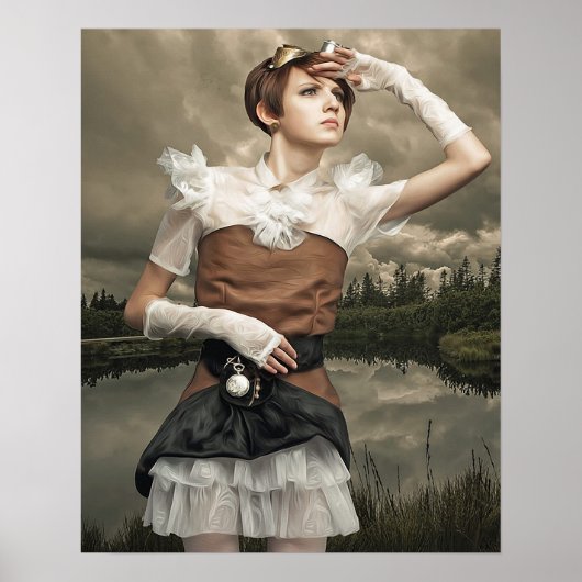 Fantasy Art Steampunk Woman Poster (Voorkant)