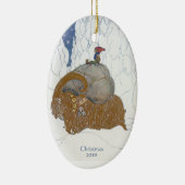 Fantasy Art Swedish Yule Goat Dated Personated Keramisch Ornament (Rechts)