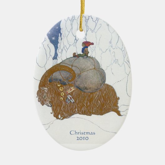 Fantasy Art Swedish Yule Goat Dated Personated Keramisch Ornament (Voorkant)