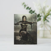 Fantasy Art, Vrouw Warrior met zwaard Briefkaart (Staand voorkant)