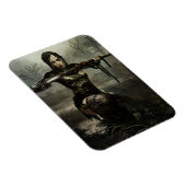 Fantasy Art, Vrouw Warrior met zwaard Briefkaart Magneet (Rechterzijde)