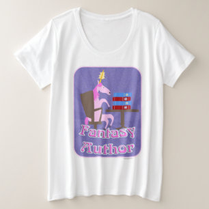 Fantasy Auteur Eenhoorn Cartoon Boek Ontwerp Grote Maat T-shirt