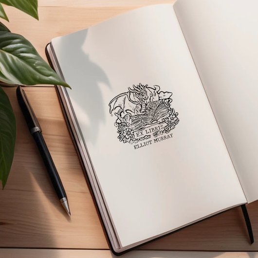  Fantasy Baby Dragon Ex Libris Rubberstempel