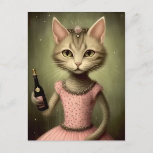 Fantasy Ballerina Kat Roze Champagne Briefkaart