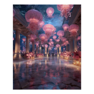 Fantasy Balzaal Kwallen Licht Droomlandschap Perfect Poster