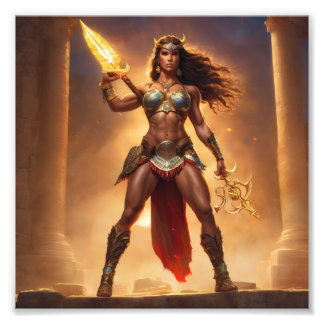 Fantasy Barbarian Warrior Queen met wapens Foto Afdruk