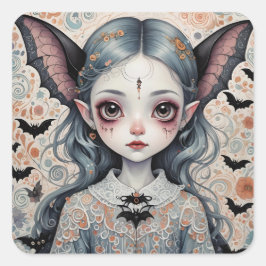 Fantasy Bat Girl Vierkante Sticker
