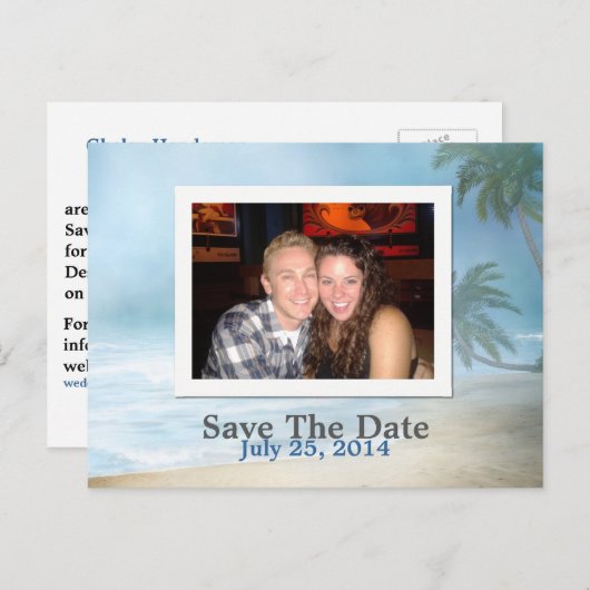 Fantasy Beach Custom Foto Bruiloft Save The Date Aankondigingskaart (Voorkant / Achterkant)