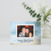 Fantasy Beach Custom Foto Bruiloft Save The Date Aankondigingskaart (Staand voorkant)