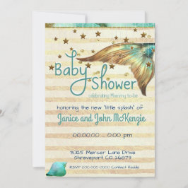 Fantasy Beach Mermaid Baby shower Invitation Kaart
