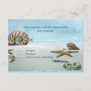 Fantasy Beach met Shells Bruiloft RSVP Kaart