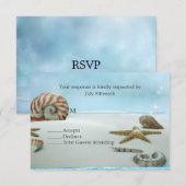 Fantasy Beach met Shells Bruiloft RSVP Kaart (Voorkant / Achterkant)