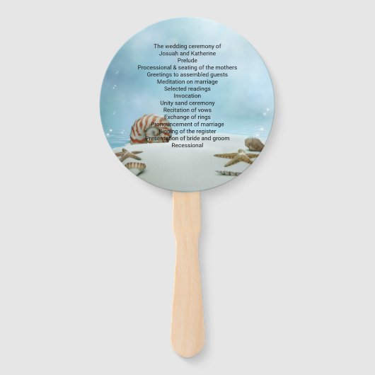 Fantasy Beach Thema Huwelijksprogramma Fan Handwaaier (Voorkant)