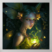 Fantasy Beauful Green Forest Fairy 1 Poster (Voorkant)