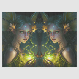 Fantasy Beauful Green Forest Fairy-ontkoppeling Tissuepapier