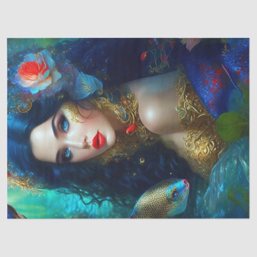 Fantasy Beauful Mermaid 1-ontkoppeling Tissuepapier (Voorkant)