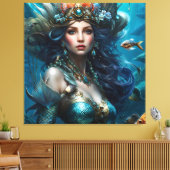 Fantasy Beauful Mermaid Princess Canvas Afdruk (Insitu (Woonkamer))