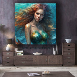 Fantasy Beauful Mermaid Princess Canvas Afdruk