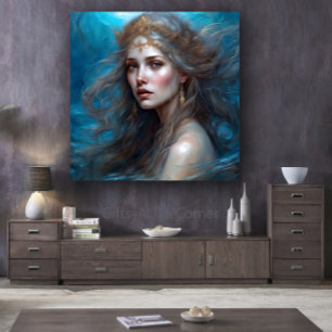 Fantasy Beauful Mermaid Princess Canvas Afdruk