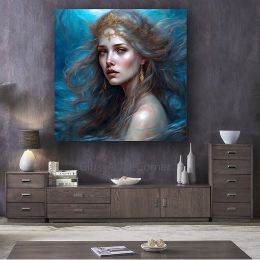 Fantasy Beauful Mermaid Princess Canvas Afdruk