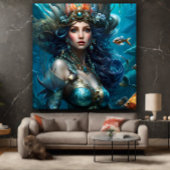 Fantasy Beauful Mermaid Princess Canvas Afdruk
