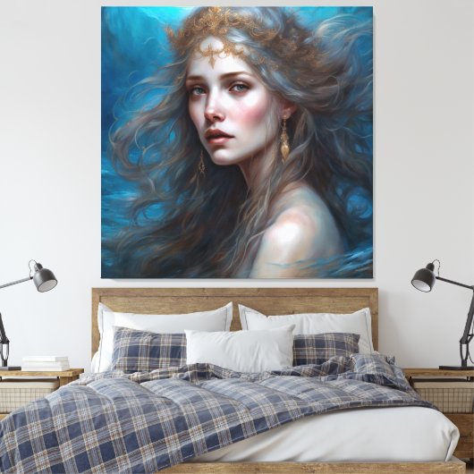 Fantasy Beauful Mermaid Princess Canvas Afdruk (Insitu (Slaapkamer))