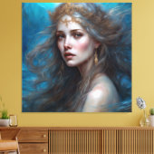 Fantasy Beauful Mermaid Princess Canvas Afdruk (Insitu (Woonkamer))