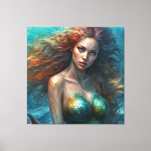 Fantasy Beauful Mermaid Princess Canvas Afdruk (Voorkant)