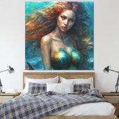Fantasy Beauful Mermaid Princess Canvas Afdruk (Insitu (Slaapkamer))