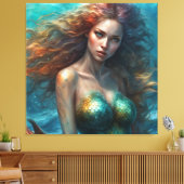 Fantasy Beauful Mermaid Princess Canvas Afdruk (Insitu (Woonkamer))