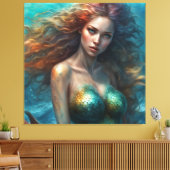 Fantasy Beauful Mermaid Princess Canvas Afdruk (Insitu (Woonkamer))