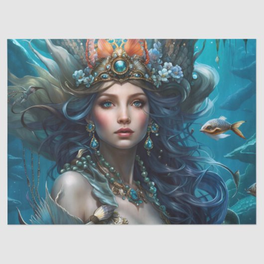 Fantasy Beauful Mermaid Princess Decoupage Tissuepapier (Voorkant)