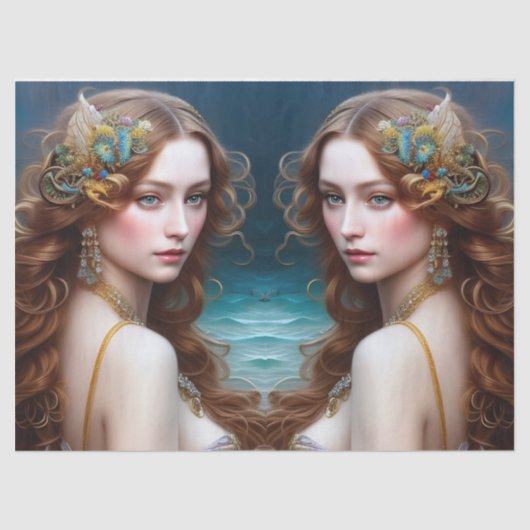 Fantasy Beauful Mermaid Princess Decoupage Tissuepapier (Voorkant)