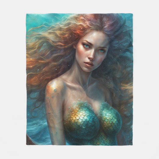 Fantasy Beauful Mermaid Princess Fleece Deken (Voorkant)
