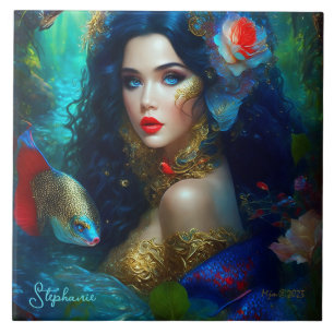 Fantasy Beauful Mermaid Princess Tegeltje