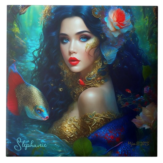 Fantasy Beauful Mermaid Princess Tegeltje (Voorkant)