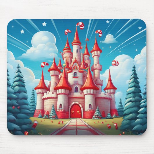 Fantasy Beeld Van Een Kerststok Kasteel Muismat (Voorkant)