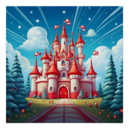 Fantasy Beeld Van Een Kerststok Kasteel Perfect Poster