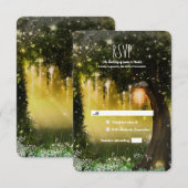 Fantasy Betoverde Groene Bos Bruiloft RSVP Kaartje (Voorkant / Achterkant)