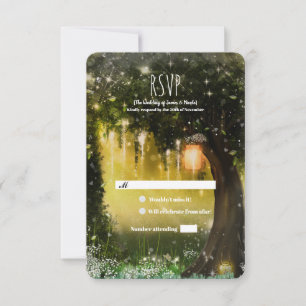 Fantasy Betoverde Groene Bos Bruiloft RSVP  Kaartje