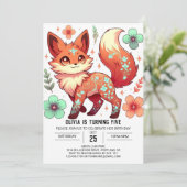 Fantasy Bewerkbare Fox Digitale Verjaardag Kaart (Staand voorkant)