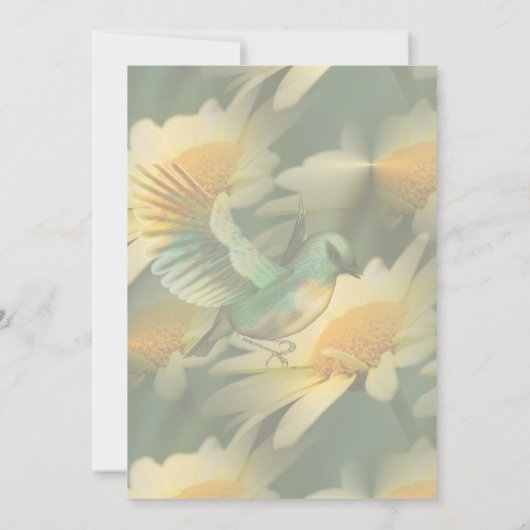 Fantasy Bird op het Daisies Floral Party Kaart (Achterkant)