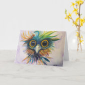 Fantasy Bird Whimsical Gevouwen Wenskaart Kaart (Gele Bloem)
