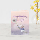Fantasy Birthday kleindochter Mouse Dandelion Kaart (Gele Bloem)